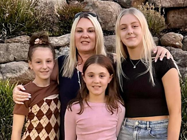 Sheree Fiorita, who was diagnosed with terminal cancer, with her daughters Zaliyah, 17, Airley, 12 and Jaya, 11. Picture: Supplied