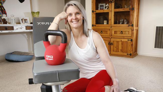 Personal Trainer Justine Phillips, 46, had a cardiac arrest in July. Picture: David Caird