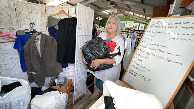 Wildlife Welfare Organisation Fundraising Op Shop Volunteers have been taking rubbish home for their personal bins as the charity shop has been overflowing with rubbish dumped. Picture: Dean Martin