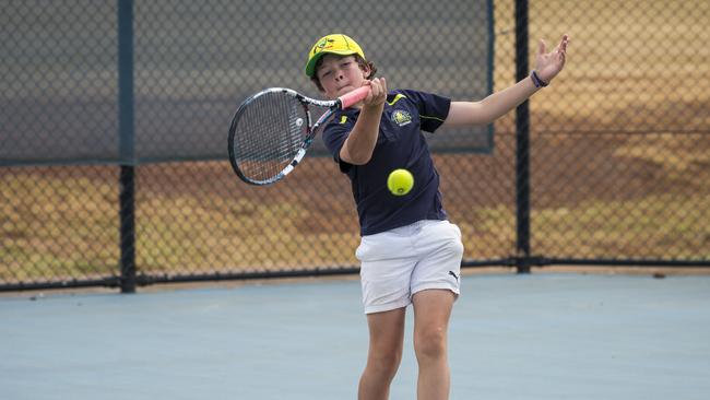 Henry Maunder during a match of the regional junior tennis tournament at Toowoomba Regional Tennis Centre - USQ, Sunday, December 6, 2020. Picture: Kevin Farmer