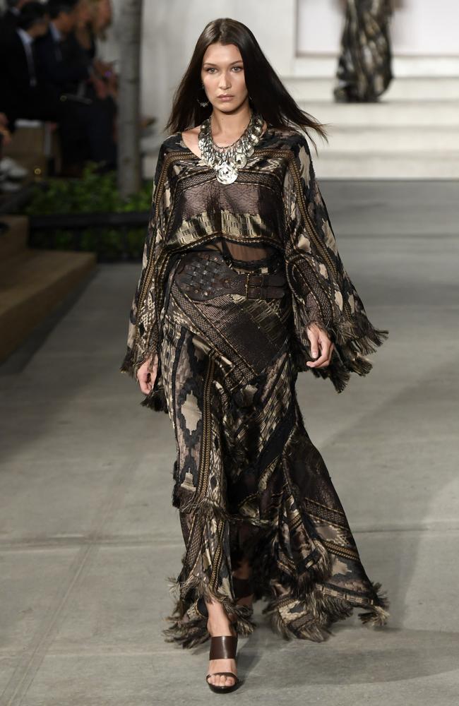Bella Hadid walks the runway at the Ralph Lauren fashion show during New York Fashion Week on September 14, 2016. Picture: Getty