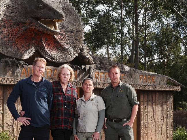 Australian Reptile Park joint owners Robyn and John Weigel, Tim Faulker and Liz Vella. Picture: AAP/Sue Graham.