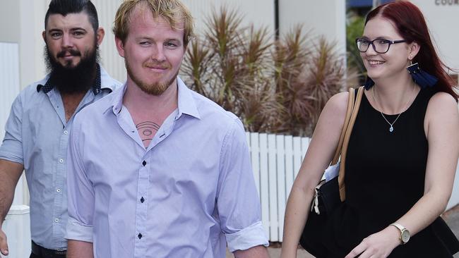 Joshua Keith Bishop, Christopher Douglas Nicholson and Kate Statham leave Darwin Local Court