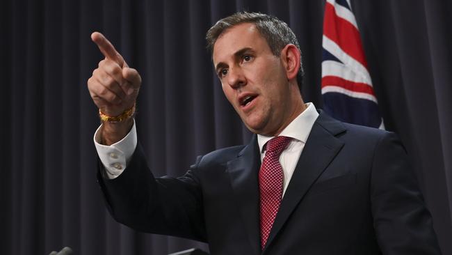 Treasurer Jim Chalmers holds a press conference at Parliament House in Canberra. Picture: Martin Ollman