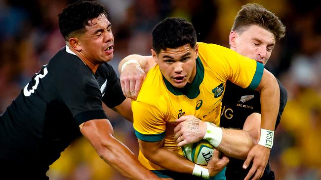 Noah Lolesio has been one of several players that has been chopped and changed from the Wallabies side by coach Dave Rennie Picture: AFP