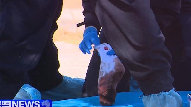 A bloodied sock. Picture: 9 News