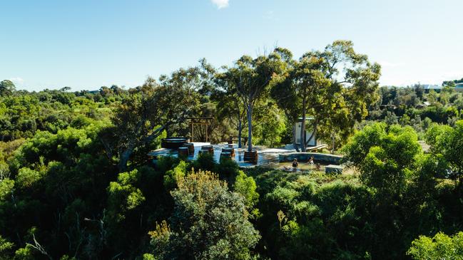 Hot tubs with a view at Metung Hot Springs in Victoria.