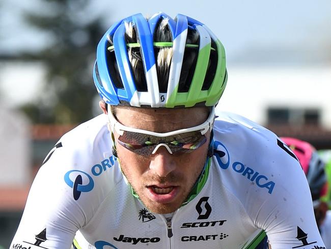 Orica-GreenEDGE rider, Mitchell Docker, 29 in the 2015 E3 Harelbeke, Belgium. Docker will ride in the 2016 Mitchelton Bay Cycling Classic in support of Caleb Ewan.