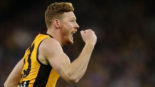 Tim O’Brien inspired Hawthorn to victory over West Coast. Picture: