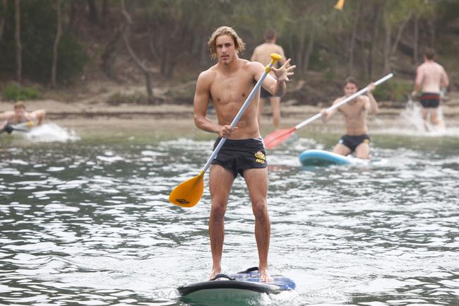 Gold Coast Suns player Jeremy Sharp training at Palm Beach. Picture: Tertius Pickard