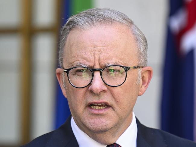 CANBERRA, AUSTRALIA  - NewsWire Photos - February 5, 2025: Prime Minister Anthony Albanese and Minister for Health and Aged Care Mark Butler hold a press conference at Parliament House in Canberra NewsWire / Martin Ollman