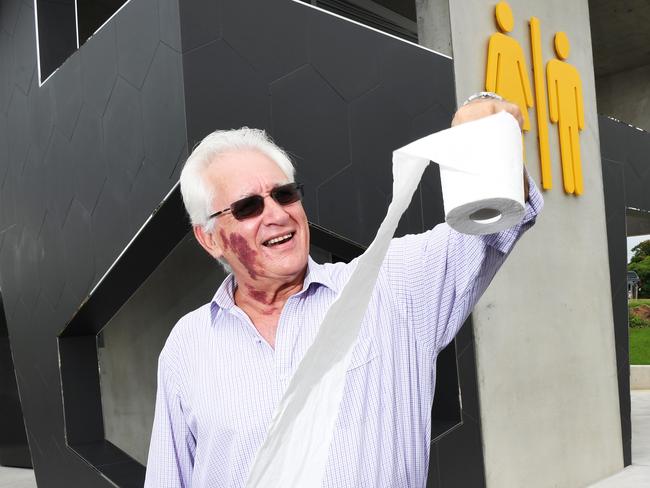 Lord Mayor Kon Vatskalis opens the new 500K Cullen Bay Beach toilets. Picture Katrina Bridgeford.