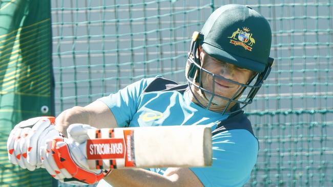 Australian opener David Warner in the nets ahead of the second Test against South Africa.