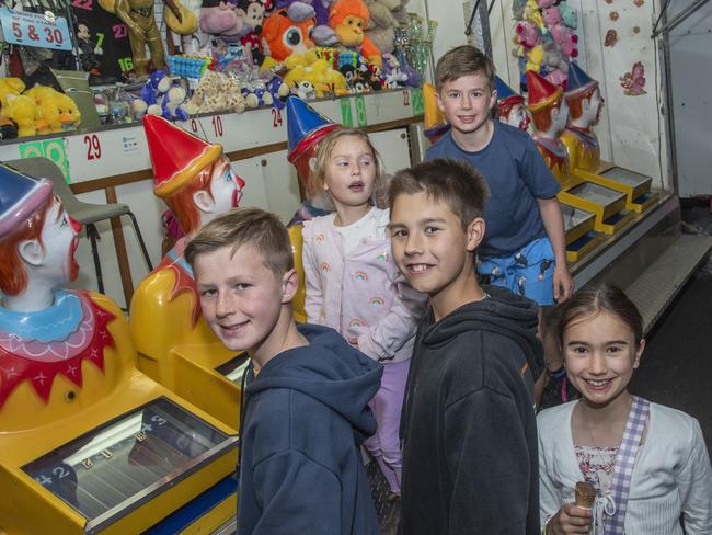 Lachie Chalmers, Otto Poltrock, Charlotte Poltrock, Willow Poltrock and Sam Chalmers at the 2024 Swan Hill Show Picture: Noel Fisher