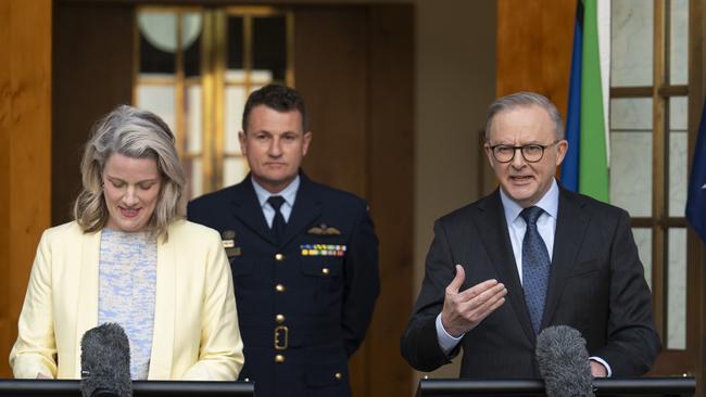 Prime Minister Anthony Albanese and Home Affairs and Cyber Security Minister Clare O'Neil appointed Air Marshall Darren Goldie cyber security co-ordinator in July. Picture: NCA NewsWire / Martin Ollman