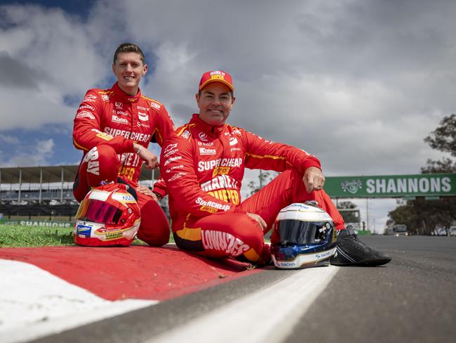 Supercars veteran Craig Lowndes with Bathurst partner Cooper Murray. Picture: Cooper Murray