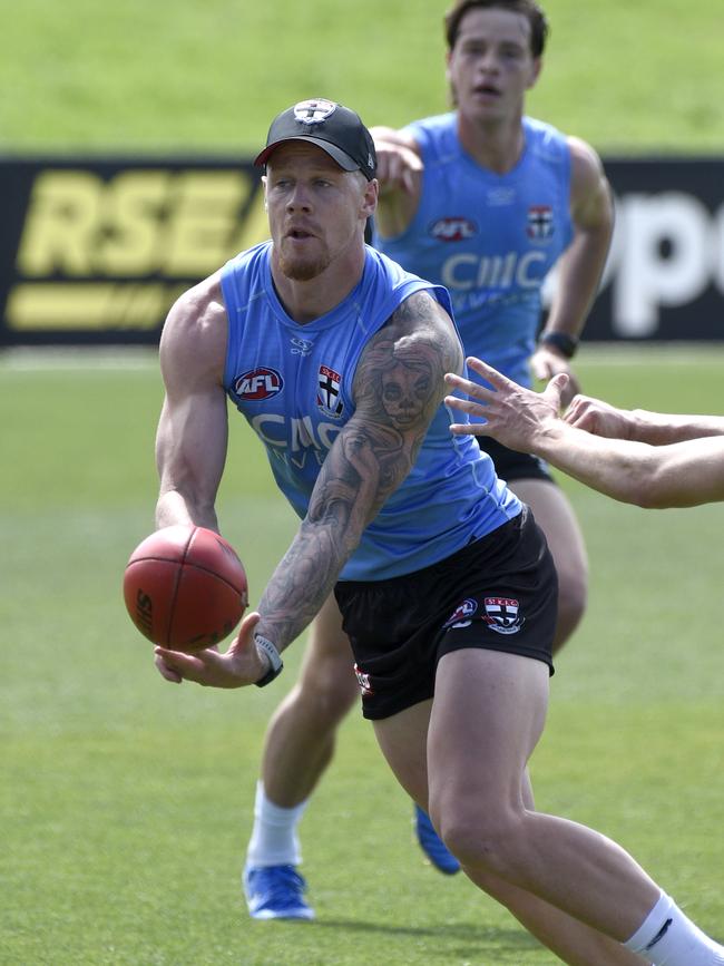 Zac Jones at St Kilda training. Picture: Andrew Henshaw