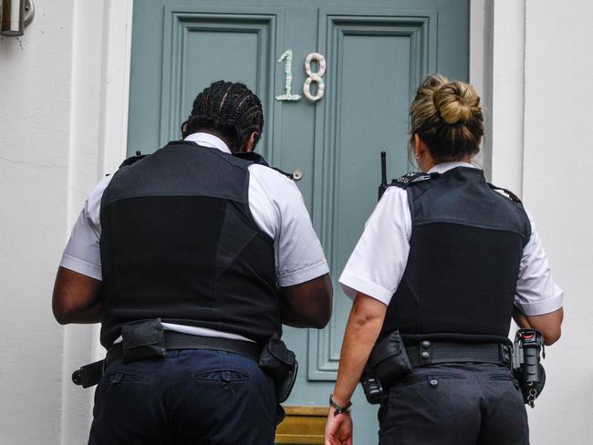 Police officers arrive at the home of Dominic Cummings. Picture: Getty