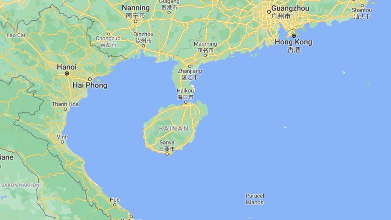 There is no question over the ownership of Hainan Island which is key to China’s claim over the South China Sea. Picture: Google Maps