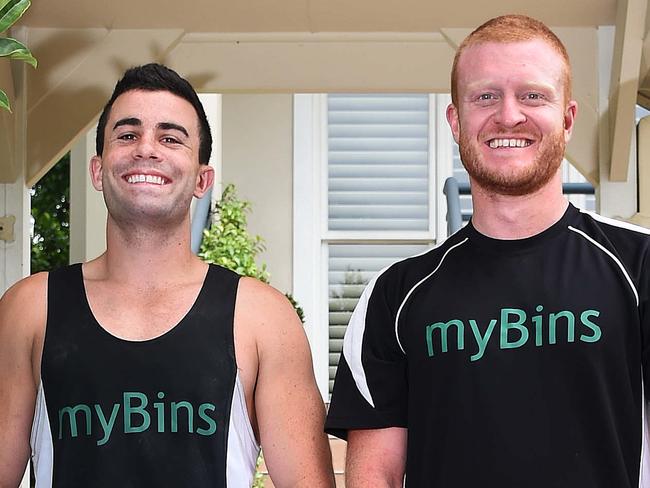 Photo for myBins - company that takes people's bins to the curb for $1 a bin! Just expanded to lower north shore. founders Amos and Joe and Moose taking out bins in Mosman!