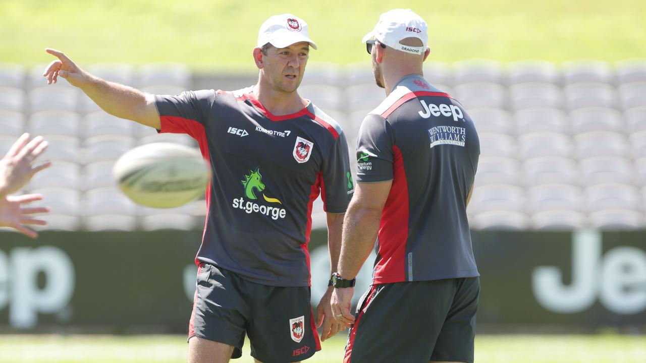 Jason Demetriou (L) was under the Dragons’ noses - before he became head coach at Souths.