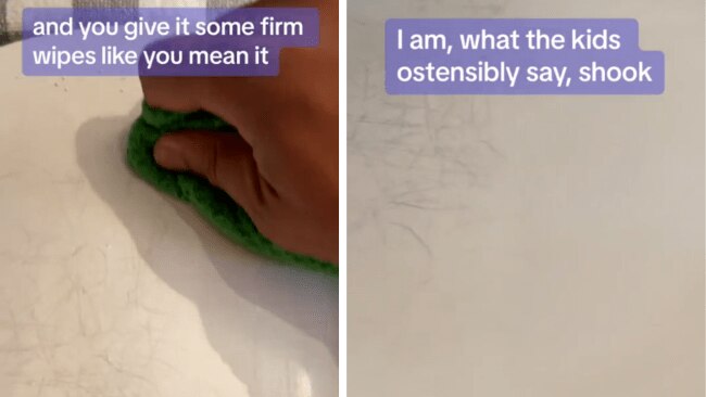 After wiping firmly, the marks disappeaed. Source: TikTok: @nanananabeedah