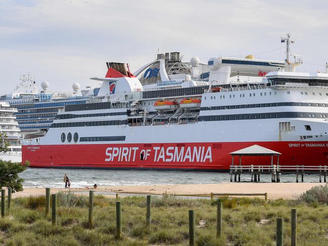 The woman returned to Tasmania on the Spirit (of Tasmania ferry) after travelling in country Victoria today. Picture: AFP