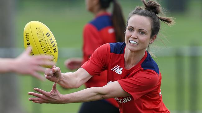 Daisy Pearce at Melbourne’s women’s team training. Picture: Michael Klein