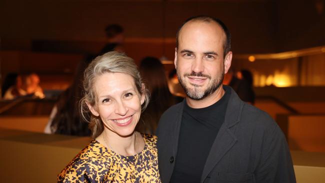 Danielle McFall Weiss and Schuyler Weiss at the Norte Restaurant launch at Mermaid Beach. Picture: Portia Large.