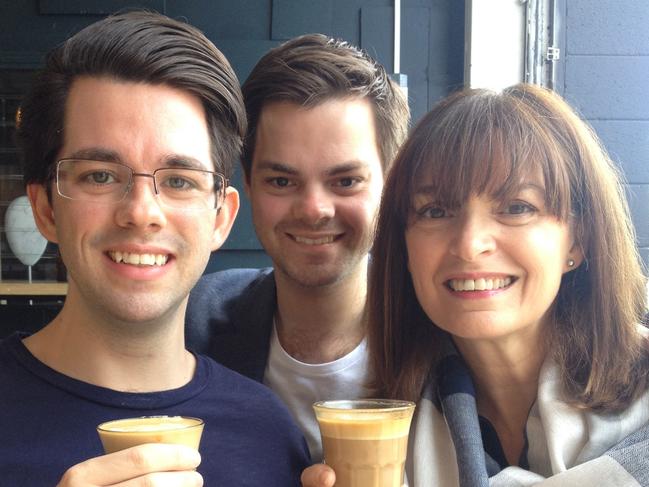 Author Fiona McIntosh with her twin sons Will and Jack.