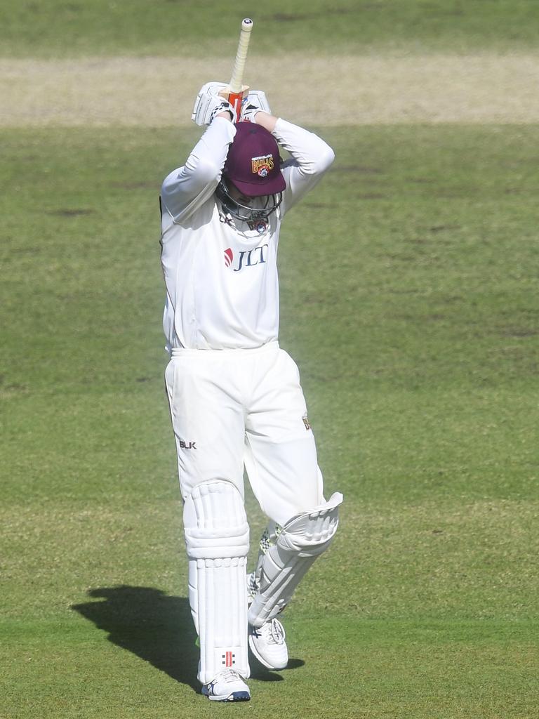 A disappointed Matt Renshaw after being dismissed.