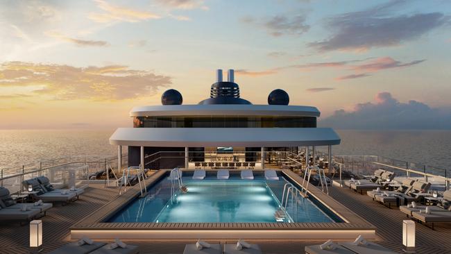 An artist’s impression of the pool deck on Ritz-Carlton Yacht Collection’s Ilma.