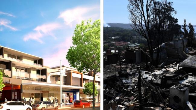 Bushfire risk in the wake of what occured at Tathra (right) has forced plans for development in Ingleside to be scrapped.