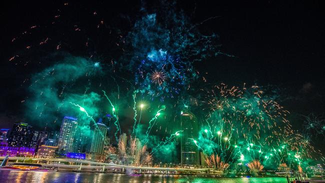 Fireworks exploded over the Brisbane’s Southbank. Picture: AAP/Glenn Hunt