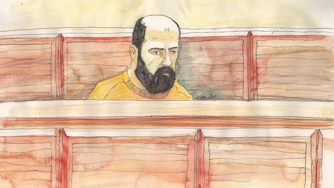 Petrit Lekaj appeared in the Supreme Court on Wednesday, February 26 after pleading guilty to murdering his daughter Sabrina. Sketch: Tim Ide