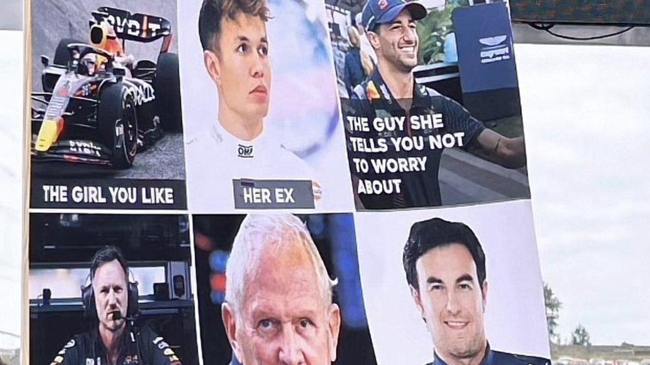 F1 Hungarian Grand Prix 2023 Daniel Ricciardo poster is savagery for Red Bulls Sergio Perez