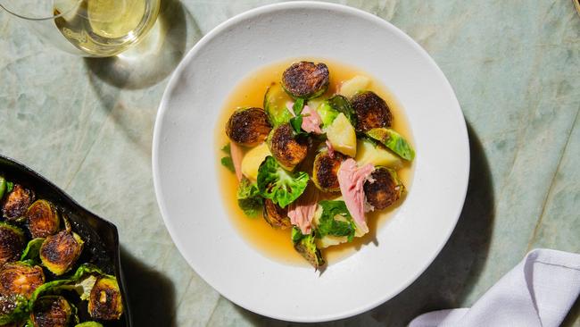 Ham hock, sprouts and potatoes. Picture: Nikki To