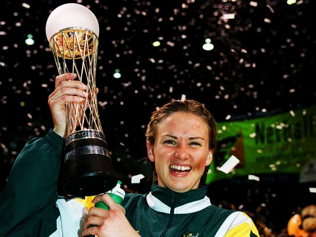 Sharelle McMahon after nailing the match-winning goal at the 1999 Netball World Championships.