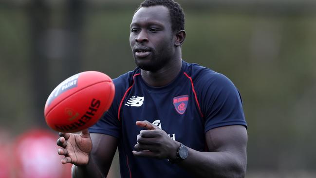 Majak Daw at Melbourne training. Picture: David Crosling