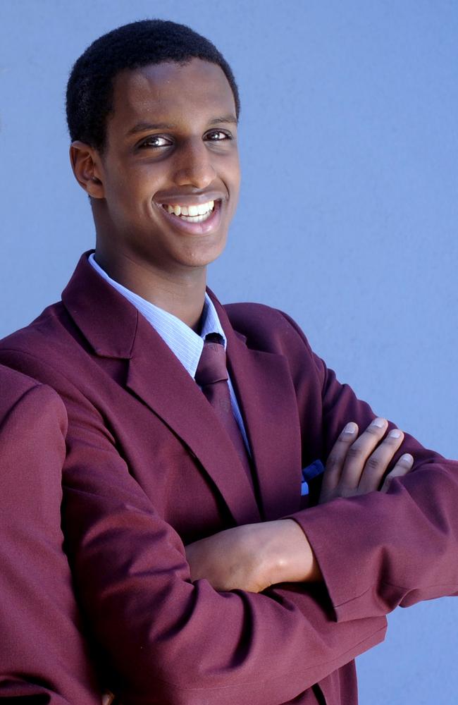 Raghe Abdi as a Brisbane high school student in 2014. Picture: Renae Droop