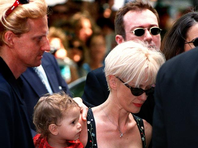 Paula Yates at the funeral of Michael Hutchence in Sydney.