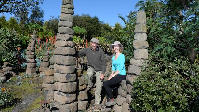 Michele and Attila Kapitany in their garden at their property at The Lough Crt in Narre Warren North. Picture: Lawrence Pinder