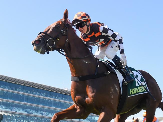 Southport Tycoon ridden by Jamie Kah wins the Howden Australian Guineas at Flemington Racecourse on March 02, 2024 in Flemington, Australia. (Photo by Reg Ryan/Racing Photos via Getty Images)