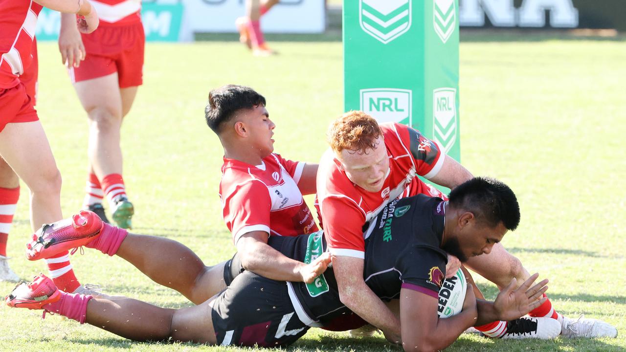 Marsden 8. Lance Fualema, Palm beach Currumbin SHS vs Marsden SHS, Wynnum Manly Leagues Club. Picture: Liam Kidston.