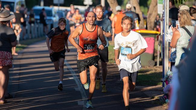 Runners racing to the line of the 51st edition of the NT City2Surf in Nightcliff, 2024. Picture: Pema Tamang Pakhrin.