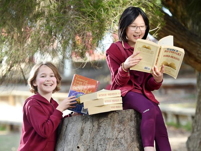 MELBOURNE, AUSTRALIA - AUGUST 24TH, 2023 : Grade 4s Milla Whiteley and Vanessa Wong from Cheltenham East Primary School, are advancing to the state and territory finals of the Prime Ministers Spelling Bee.Picture : Nicki Connolly