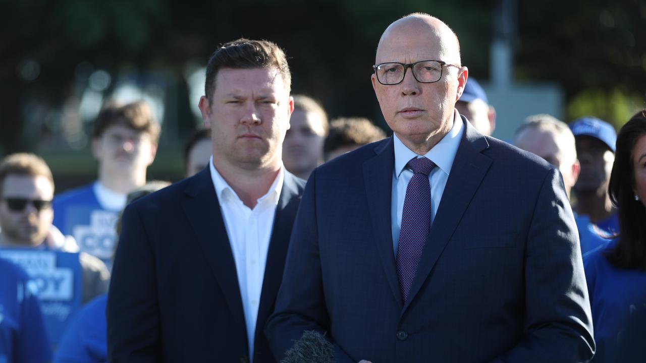 Peter Dutton with Nathan Conroy. Picture: David Crosling