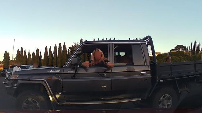 The pair in the LandCruiser were irate about alleged speeding. Picture: Dash Cam Owners Australia