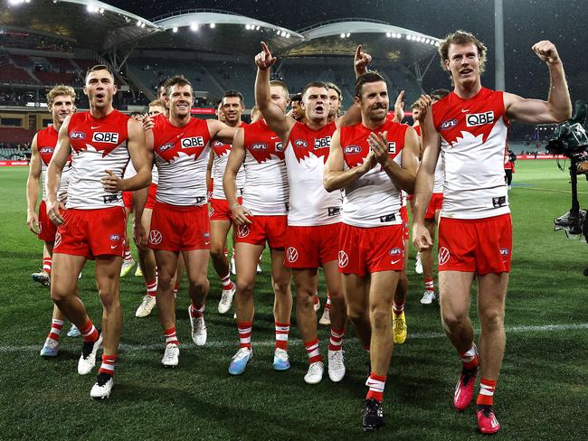 More than 40,000 fans packed into Adelaide Oval to watch the Swans’ win over Richmond at last year’s Gather Round. Picture: Phil Hillyard