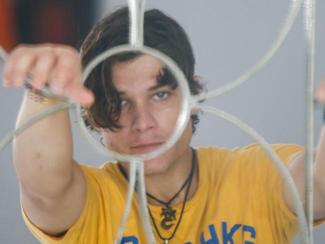 Australian Scott Rush (L) inside the prison in Karangasem, Bali during Scott's birthday, 3 December 2014.